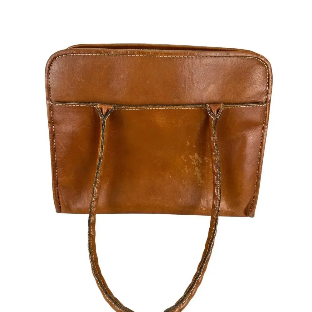 PATRICIA NASH Large PARIS SATCHEL Full Grain LEATHER Rose Tooled Design BROWN